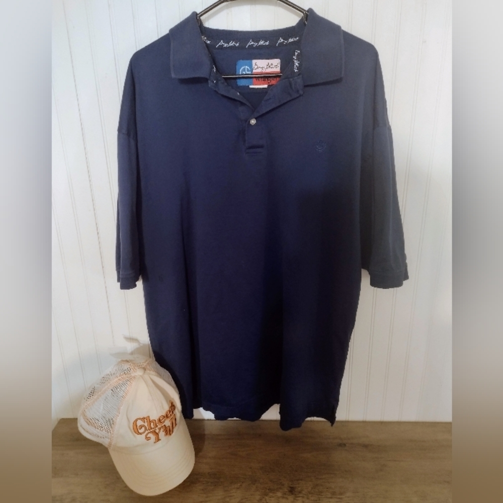 Men's George Strait Wrangler Short Sleeve  Blue Collared Shirt Size XXL Cotton